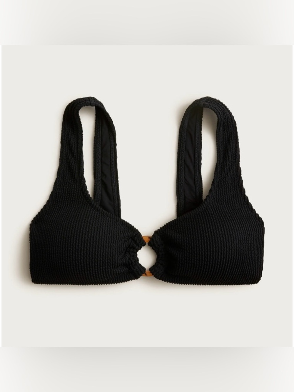NWT J. Crew Claudia O-ring Scrunchie Bikini Top Black
